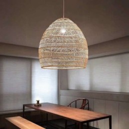 Hand Woven Pendant Light Rattan Hanging Light Farmhouse