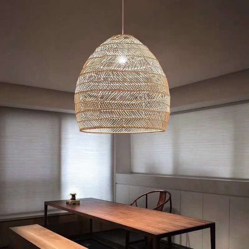 Hand Woven Pendant Light Rattan Hanging Light Farmhouse