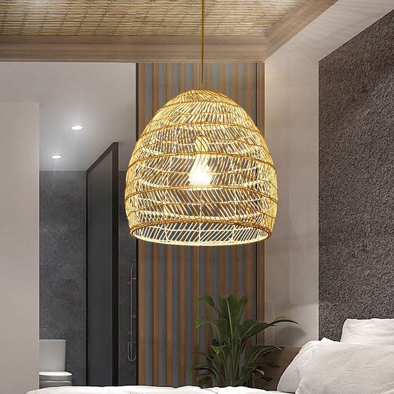 Hand Woven Pendant Light Rattan Hanging Light Farmhouse