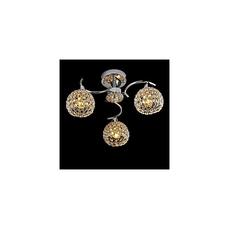 Modern Contemporary Crystal Electroplated Metal Pendant Light Flush Mount