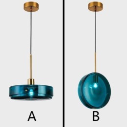 Round Cake Glass Pendant Light Modern Minimalist Wrought Iron Ceiling Light