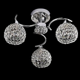 Modern Contemporary Crystal Electroplated Metal Pendant Light Flush Mount