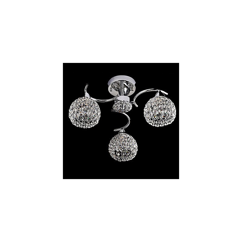 Modern Contemporary Crystal Electroplated Metal Pendant Light Flush Mount