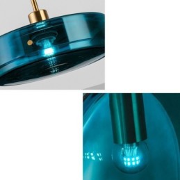 Round Cake Glass Pendant Light Modern Minimalist Wrought Iron Ceiling Light