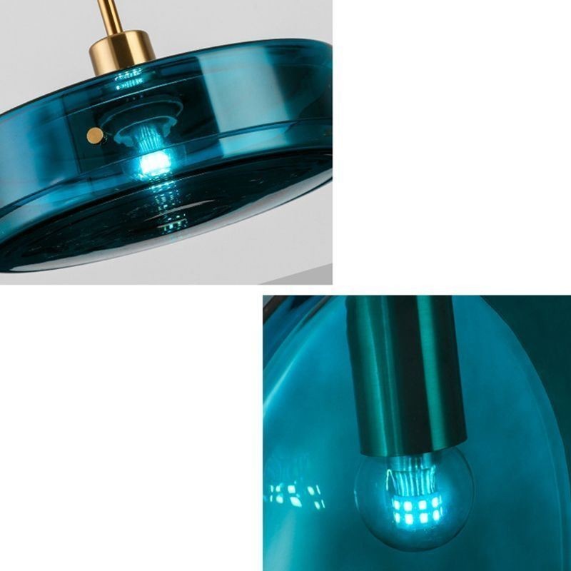 Round Cake Glass Pendant Light Modern Minimalist Wrought Iron Ceiling Light