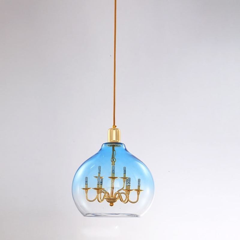 Glass Pendant Light Modern Minimalist Wrought Iron Ceiling Light 9 Lights