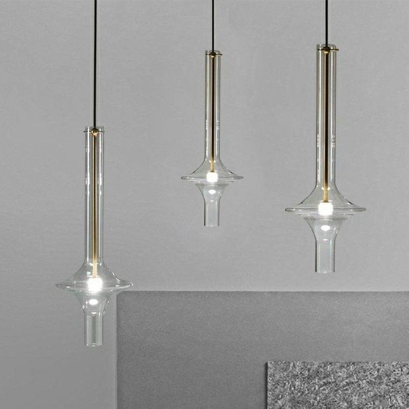 Glass Tube Pendant Light Modern Minimalist Wrought Iron Ceiling Light