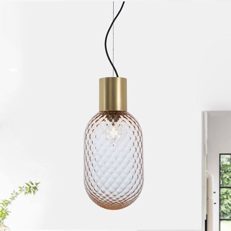 Grid Glass Pendant Light Modern Iron Simple Ceiling Light