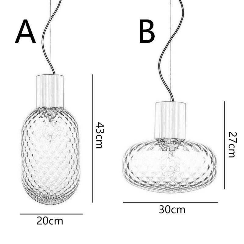 Grid Glass Pendant Light Modern Iron Simple Ceiling Light