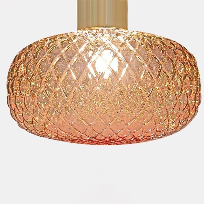 Grid Glass Pendant Light Modern Iron Simple Ceiling Light