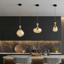 Nordic Glass Pendant Light Amber Shade Ceiling Light