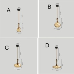 Nordic Glass Pendant Light Amber Shade Ceiling Light