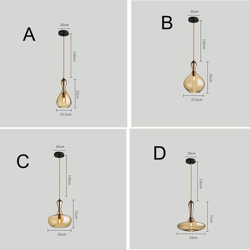 Nordic Glass Pendant Light Amber Shade Ceiling Light