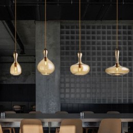 Nordic Glass Pendant Light Amber Shade Ceiling Light