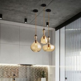 Nordic Glass Pendant Light Amber Shade Ceiling Light