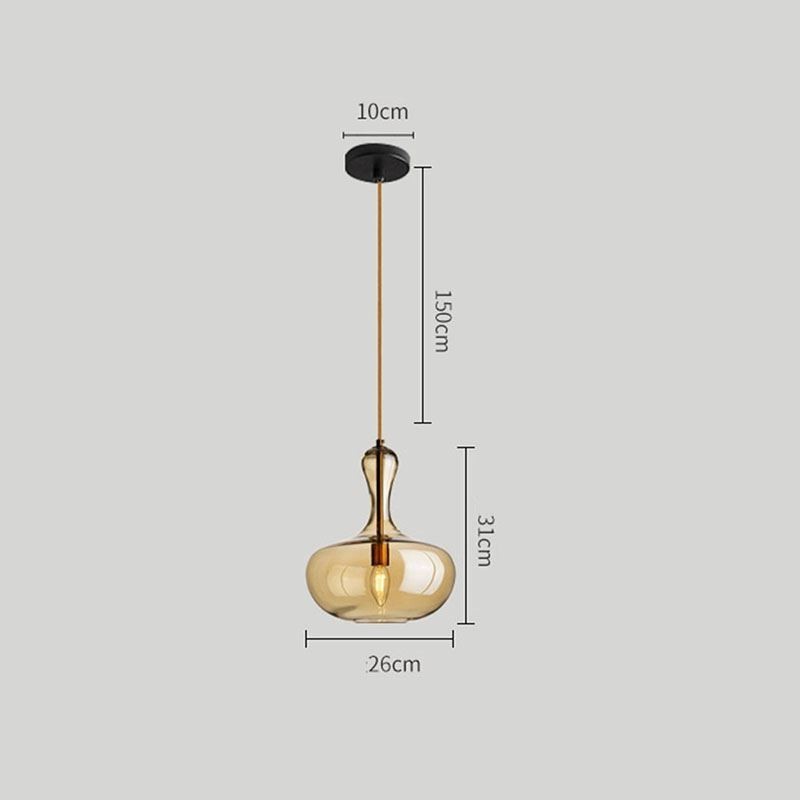 Nordic Glass Pendant Light Amber Shade Ceiling Light