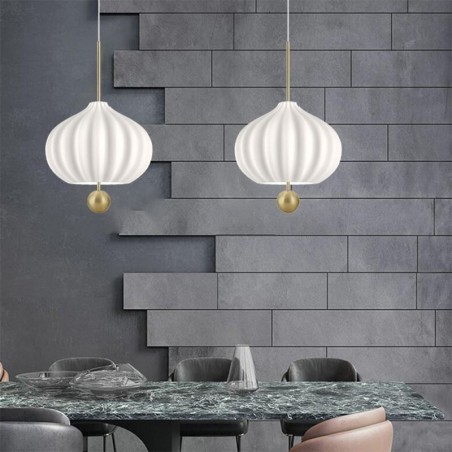 Modern White Glass Pendant Light Ball Shape Minimalist Ceiling Light