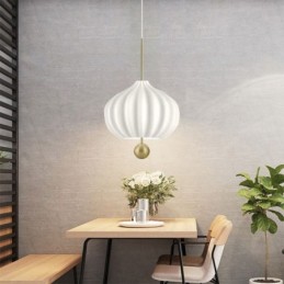 Modern White Glass Pendant Light Ball Shape Minimalist Ceiling Light