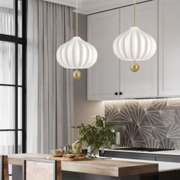 Modern White Glass Pendant Light Ball Shape Minimalist Ceiling Light