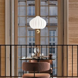 Modern White Glass Pendant Light Ball Shape Minimalist Ceiling Light