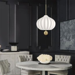 Modern White Glass Pendant Light Ball Shape Minimalist Ceiling Light