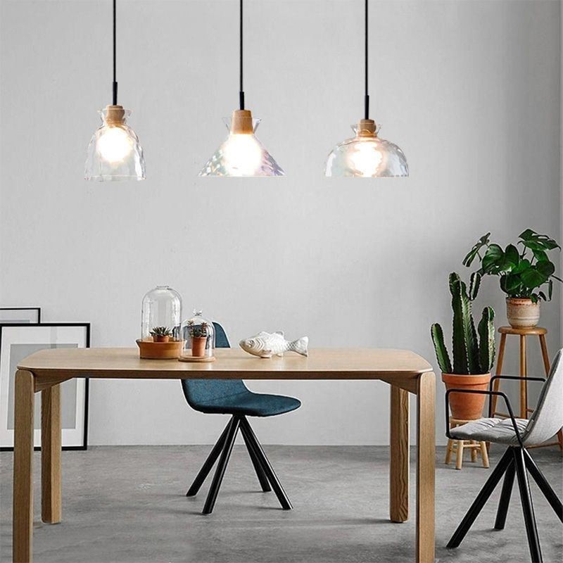 Modern Simple Pendant Light Water Permeable Glass 3 Ceiling Light Bedside Lamp