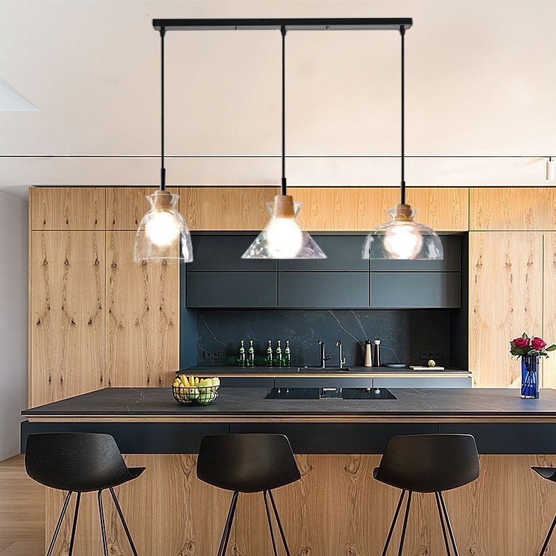 Modern Simple Pendant Light Water Permeable Glass 3 Ceiling Light Bedside Lamp