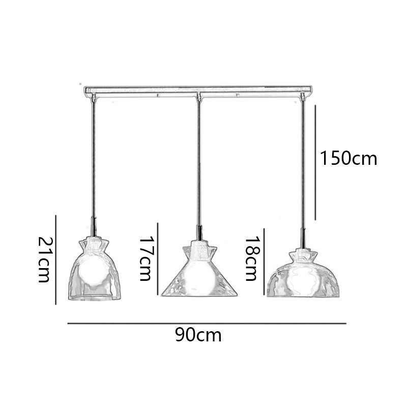 Modern Simple Pendant Light Water Permeable Glass 3 Ceiling Light Bedside Lamp