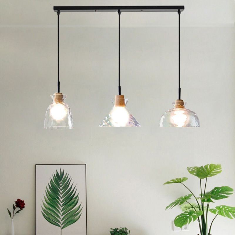 Modern Simple Pendant Light Water Permeable Glass 3 Ceiling Light Bedside Lamp