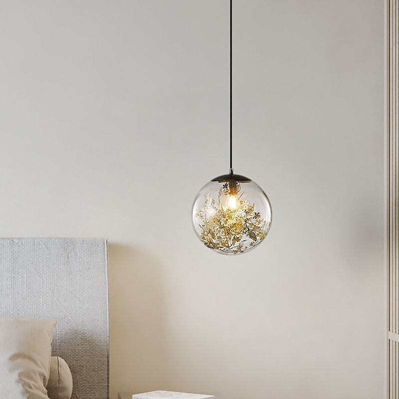 Glass Ball Pendant Light Leaves Christmas Hanging Lighting