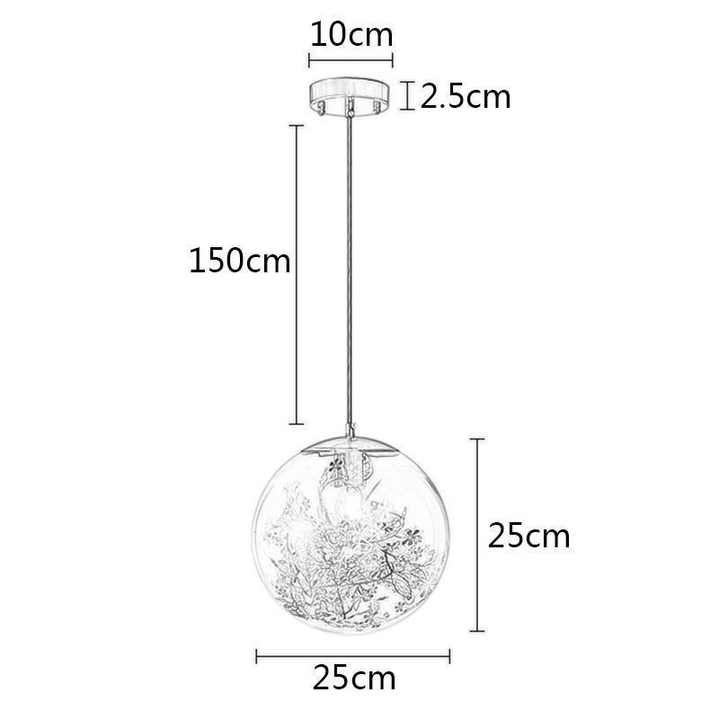Glass Ball Pendant Light Leaves Christmas Hanging Lighting