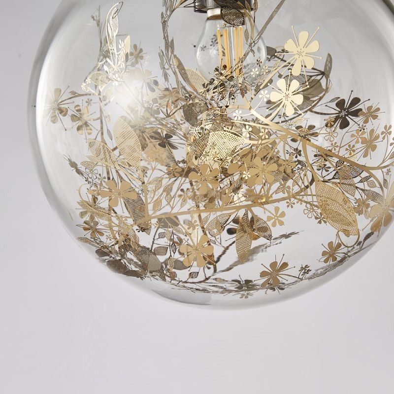 Glass Ball Pendant Light Leaves Christmas Hanging Lighting