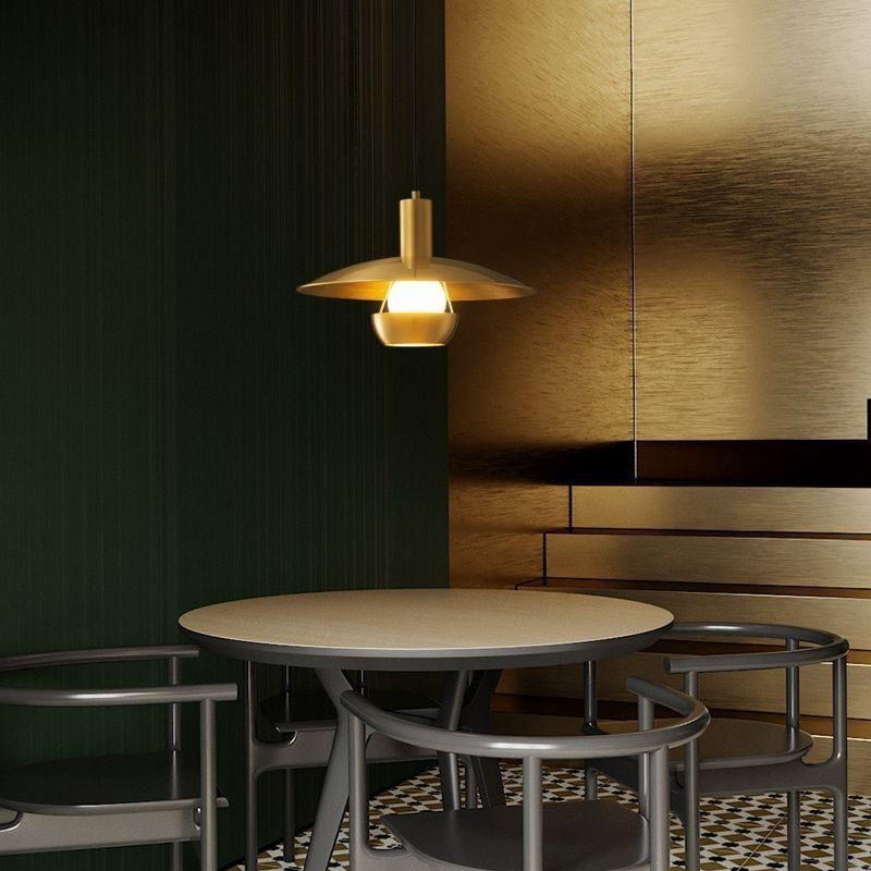 Brushed Gold Pendant Light Single Head Hanging Lamp