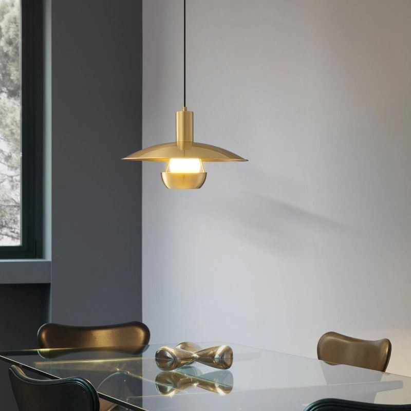 Brushed Gold Pendant Light Single Head Hanging Lamp
