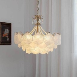 European Glass Pendant Light Post Modern Scallop Hanging Light