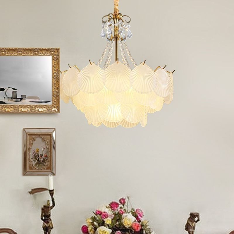 European Glass Pendant Light Post Modern Scallop Hanging Light