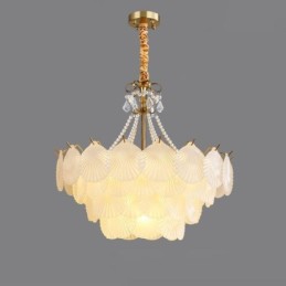 European Glass Pendant Light Post Modern Scallop Hanging Light