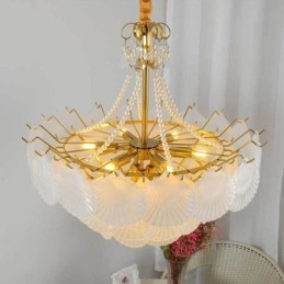 European Glass Pendant Light Post Modern Scallop Hanging Light