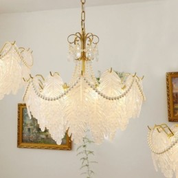 European Glass Pendant Light Post Modern Leaf Hanging Light