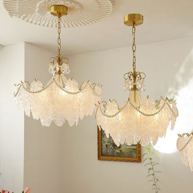 European Glass Pendant Light Post Modern Leaf Hanging Light