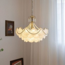 European Glass Pendant Light Elegant Scallop Hanging Light