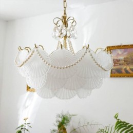 European Glass Pendant Light Elegant Scallop Hanging Light