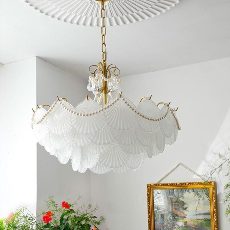 European Glass Pendant Light Elegant Scallop Hanging Light