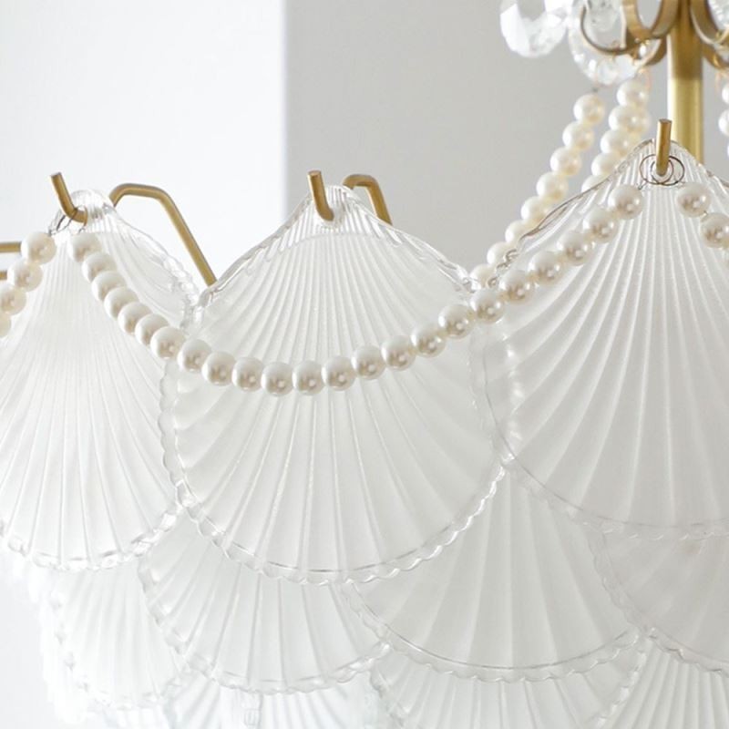 European Glass Pendant Light Elegant Scallop Hanging Light