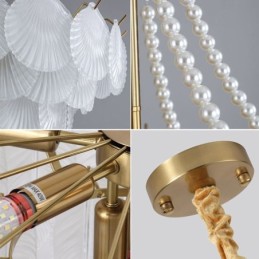 European Glass Pendant Light Elegant Scallop Hanging Light