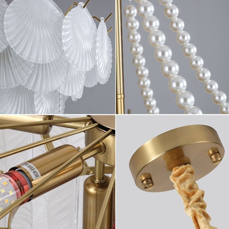 European Glass Pendant Light Elegant Scallop Hanging Light