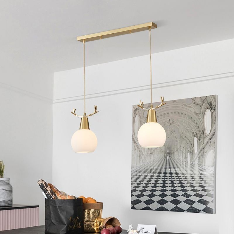 Modern Simple Copper Pendant Light Antler Hanging Light