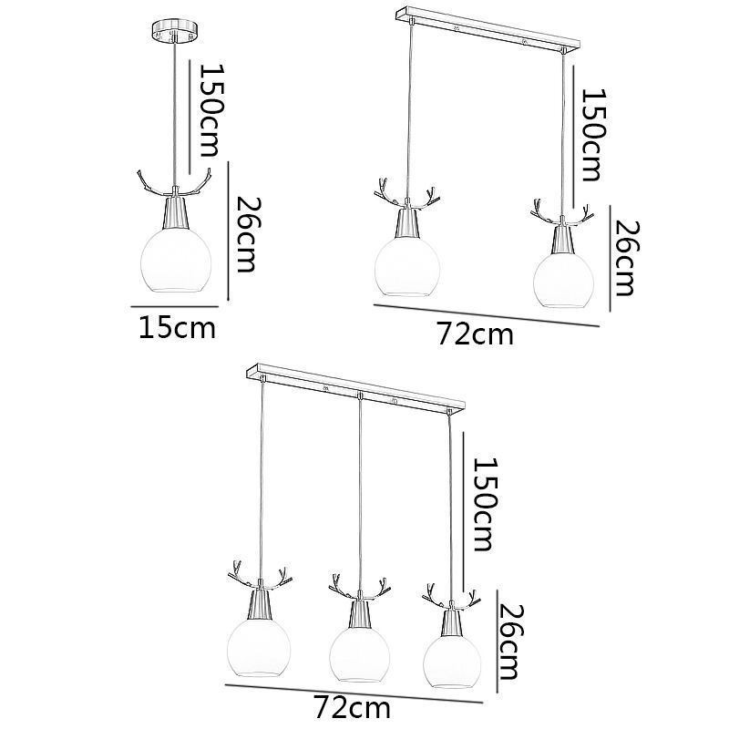 Modern Simple Copper Pendant Light Antler Hanging Light