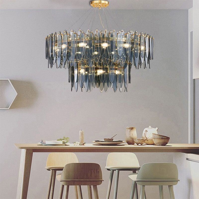 Modern Round Glass Pendant Light Elegant Glass Chandelier