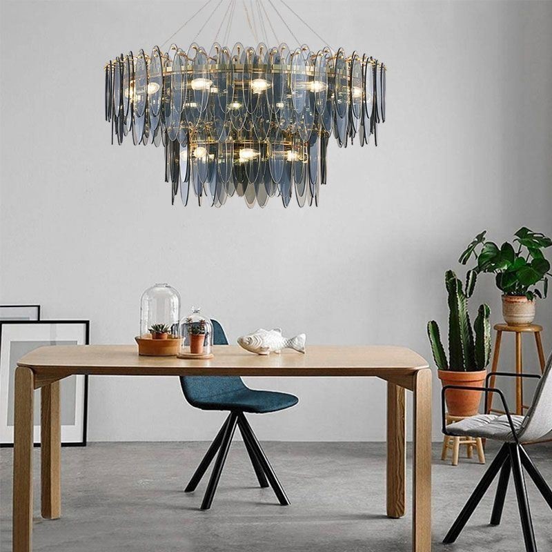 Modern Round Glass Pendant Light Elegant Glass Chandelier